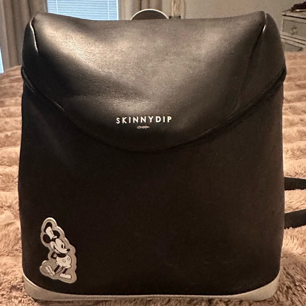 Skinnydip Black Backpack with Mickey Mouse Design